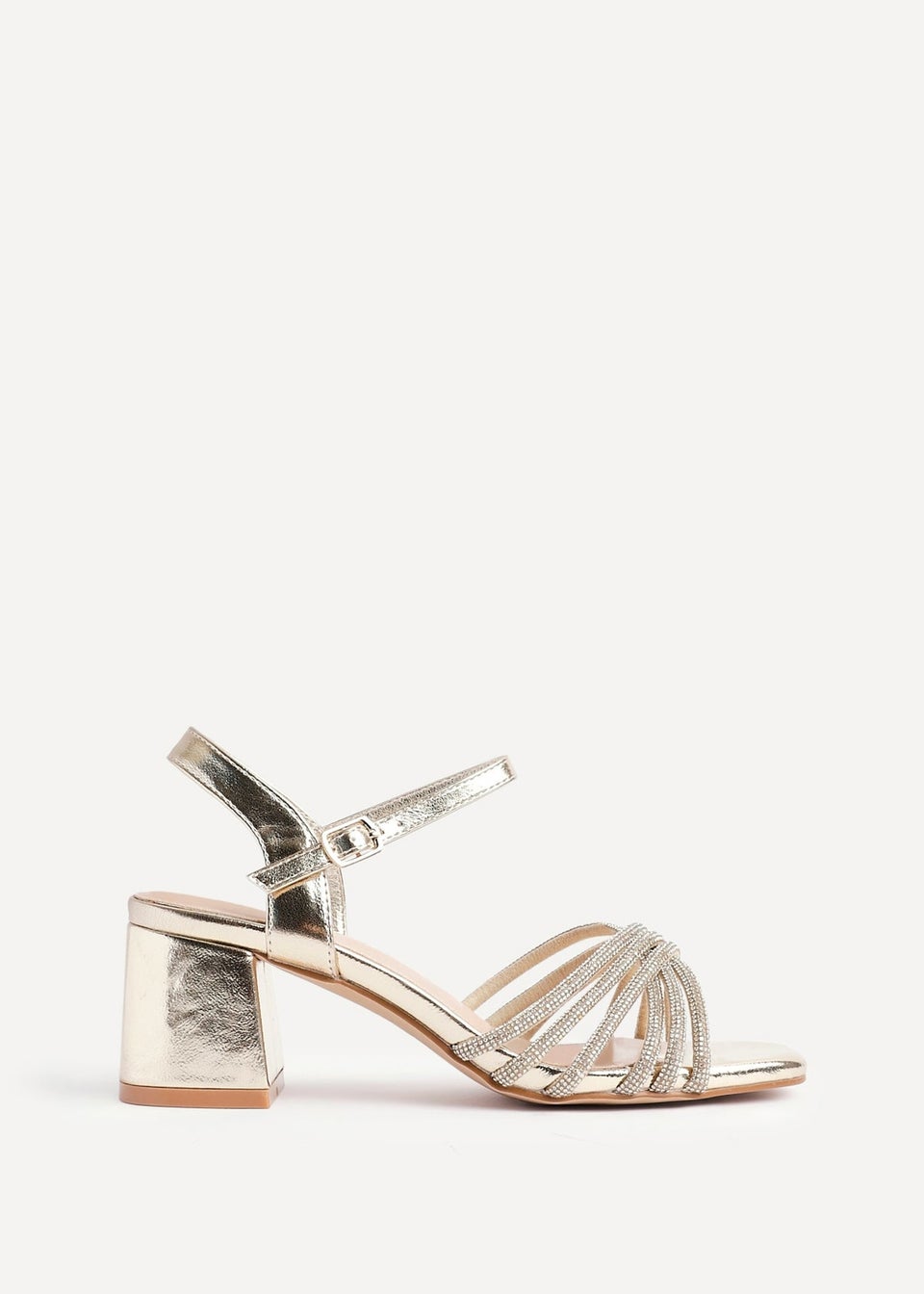 Linzi Strictly Wide Fit Gold Block Heel