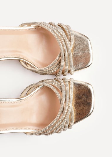 Linzi Strictly Wide Fit Gold Block Heel