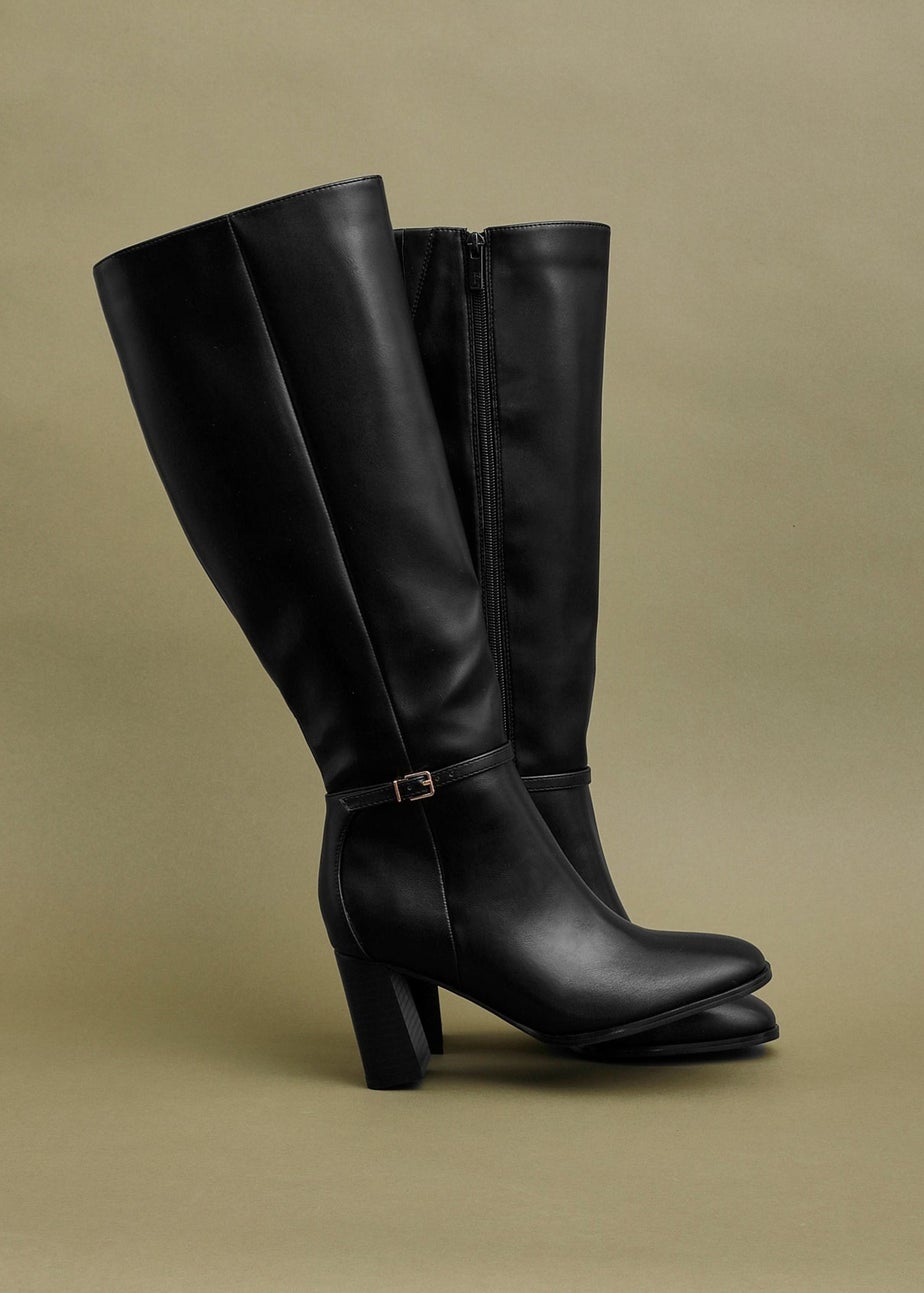 Linzi Midtown Black Faux Leather Long Heeled Boot