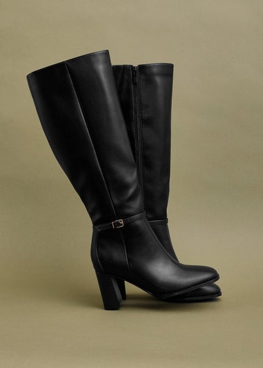 Linzi Midtown Black Faux Leather Long Heeled Boot