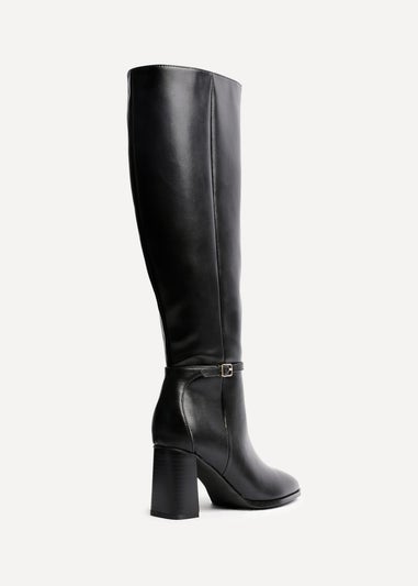 Linzi Midtown Black Faux Leather Long Heeled Boot