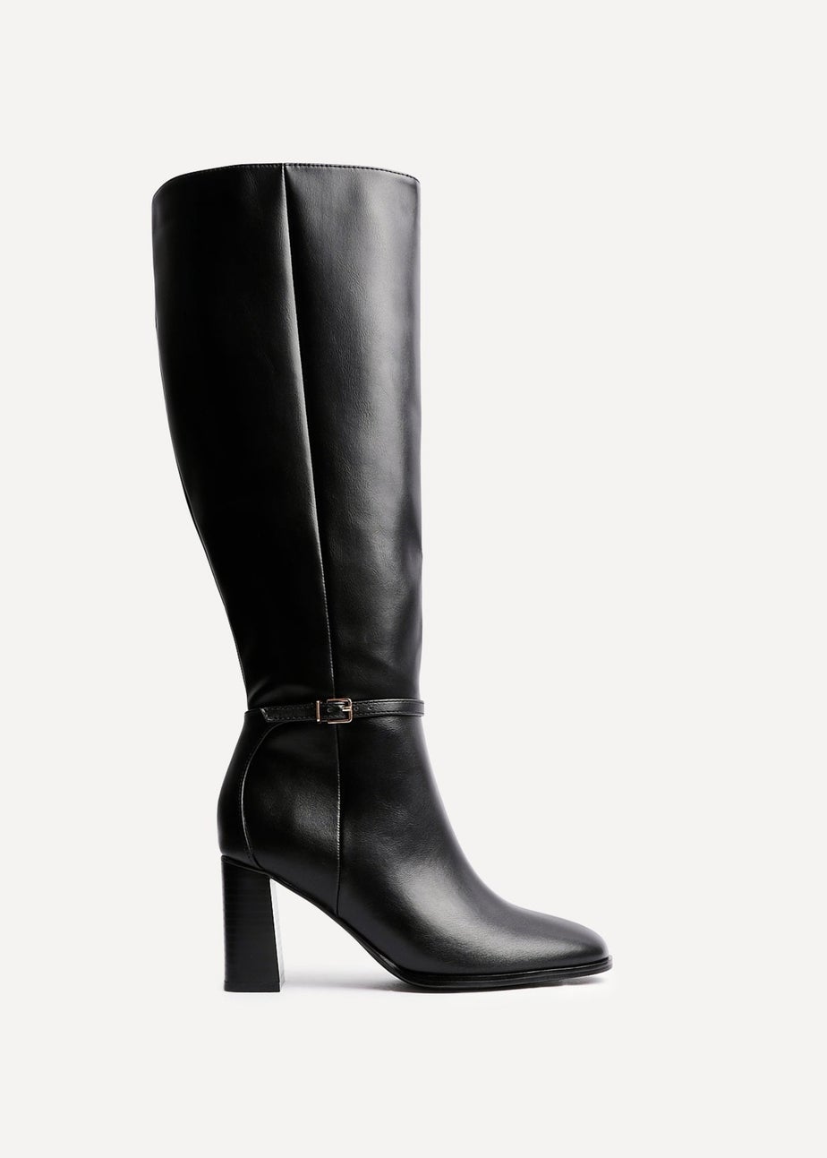 Linzi Midtown Black Faux Leather Long Heeled Boot