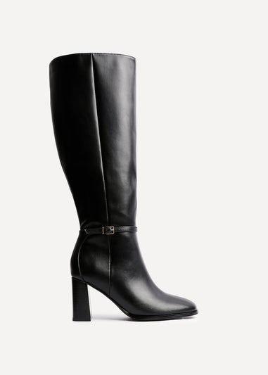 Linzi Midtown Black Faux Leather Long Heeled Boot