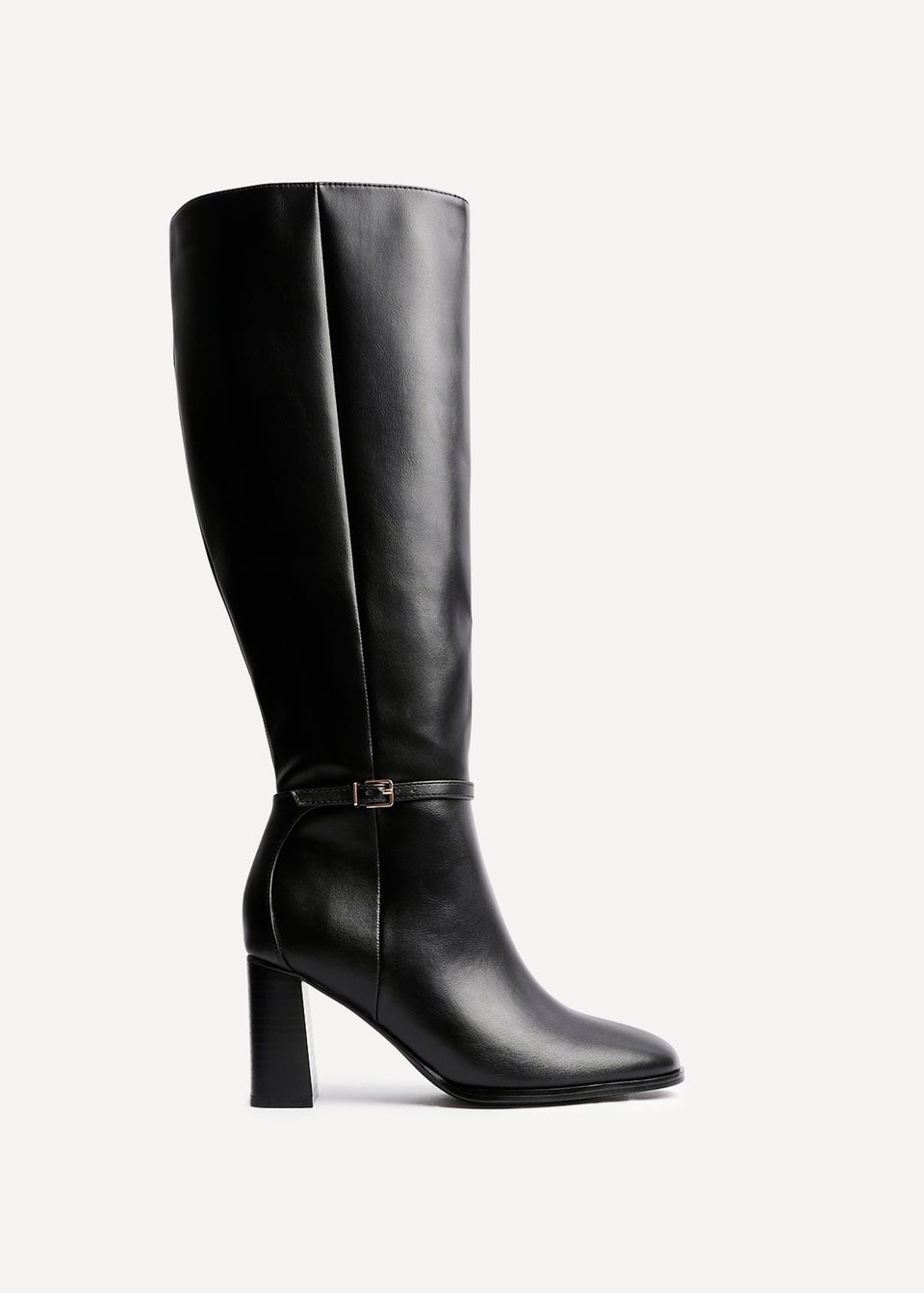 Linzi Midtown Black Faux Leather Long Heeled Boot