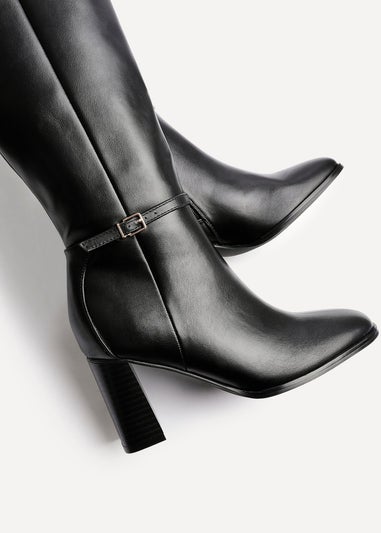 Linzi Midtown Black Faux Leather Long Heeled Boot