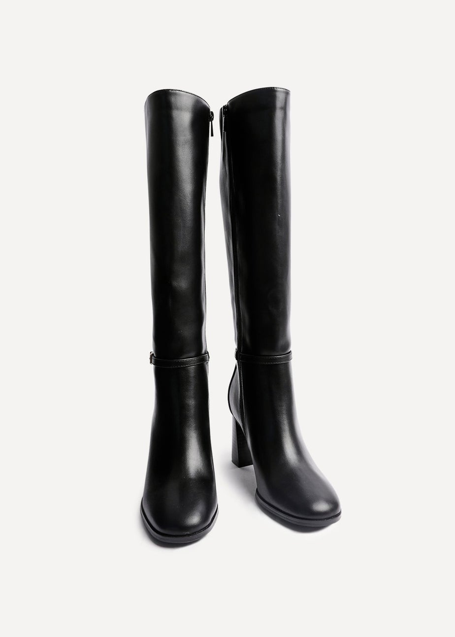 Linzi Midtown Black Faux Leather Long Heeled Boot