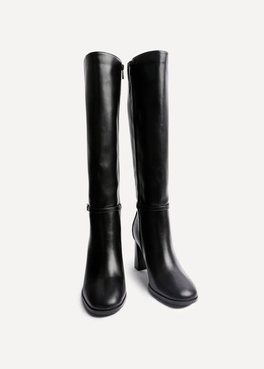 Linzi Midtown Black Faux Leather Long Heeled Boot
