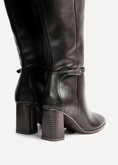 Linzi Midtown Brown Faux Leather Long Heeled Boot