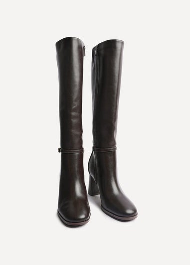 Linzi Midtown Brown Faux Leather Long Heeled Boot