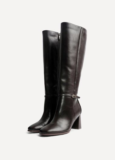 Linzi Midtown Brown Faux Leather Long Heeled Boot