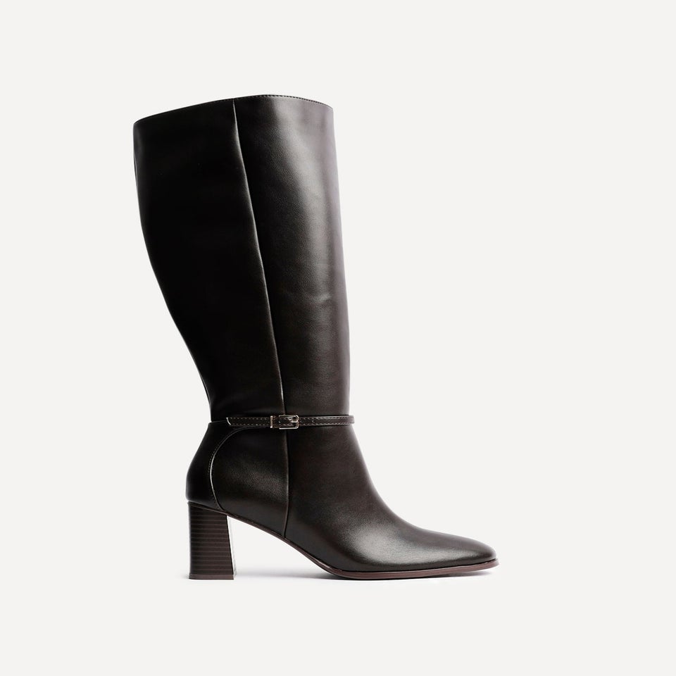 Linzi Midtown Brown Faux Leather Long Heeled Boot