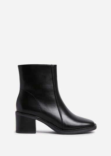 Linzi Wander Black Faux Leather Heeled Ankle Boot