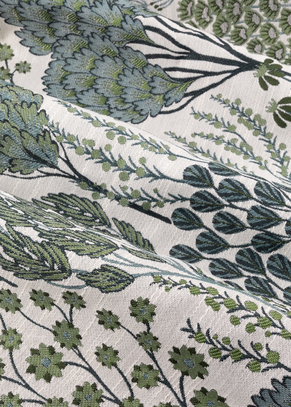 Wylder Ophelia Jacquard Floral Room Darkening Pencil Pleat Curtain Pair Green/White