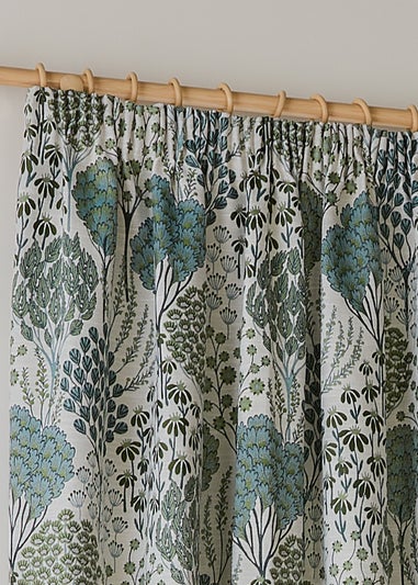 Wylder Ophelia Jacquard Floral Room Darkening Pencil Pleat Curtain Pair Green/White