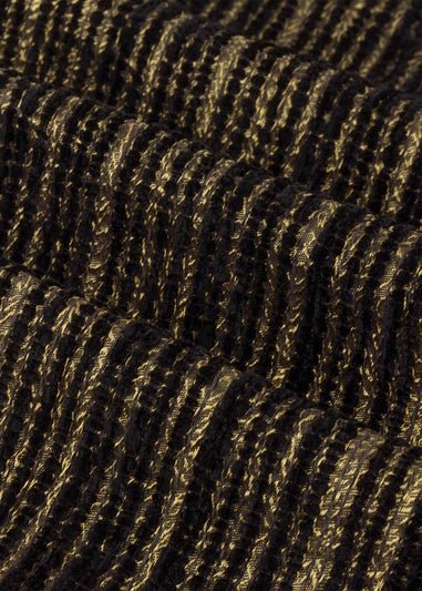 Paoletti Jupiter Chenille Jacquard Eyelet Curtain Pair Black/Gold