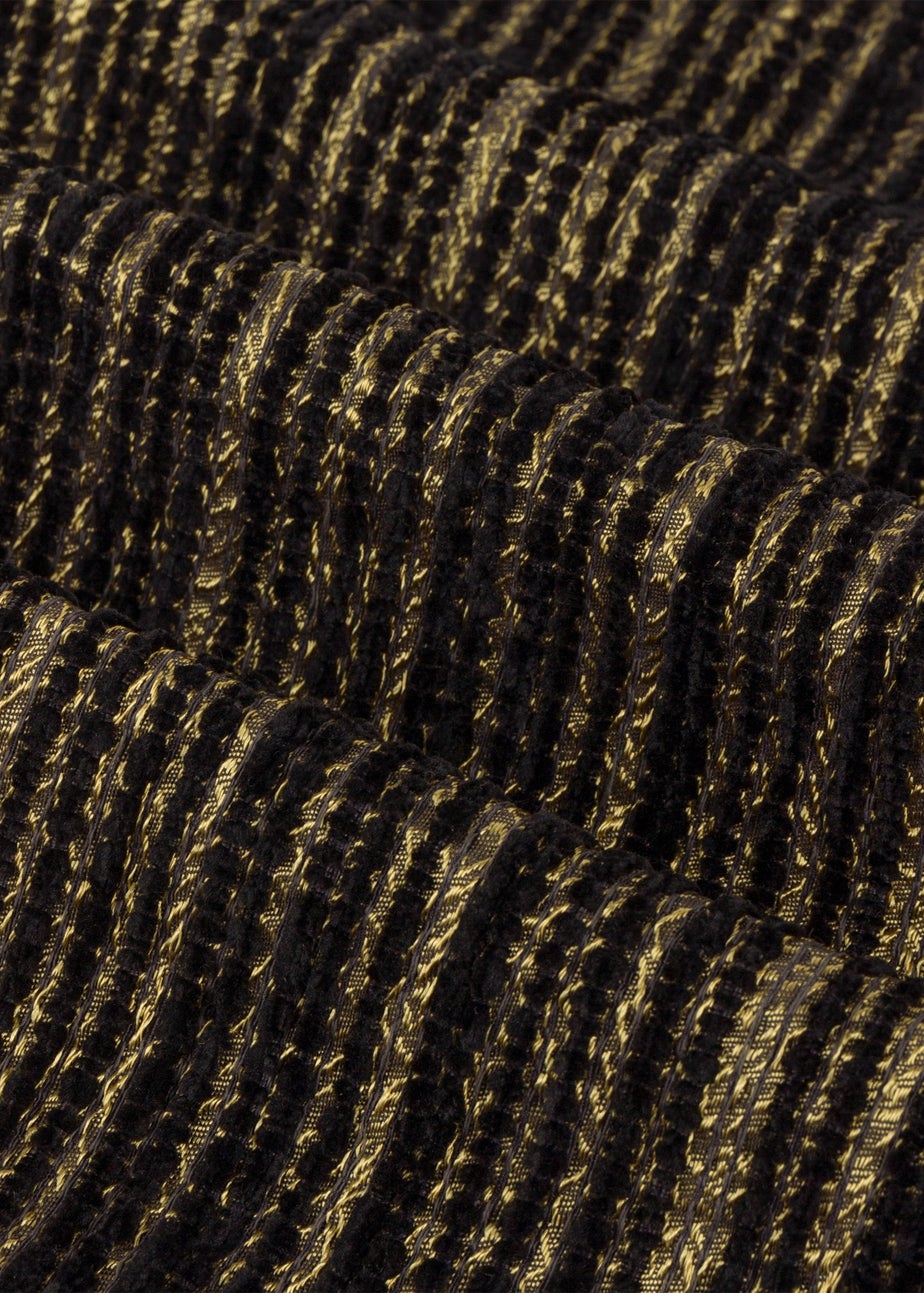 Paoletti Jupiter Chenille Jacquard Eyelet Curtain Pair Black/Gold