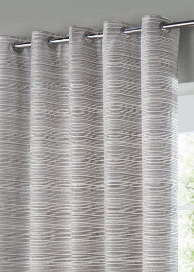 Paoletti Jupiter Chenille Jacquard Eyelet Curtain Pair Silver
