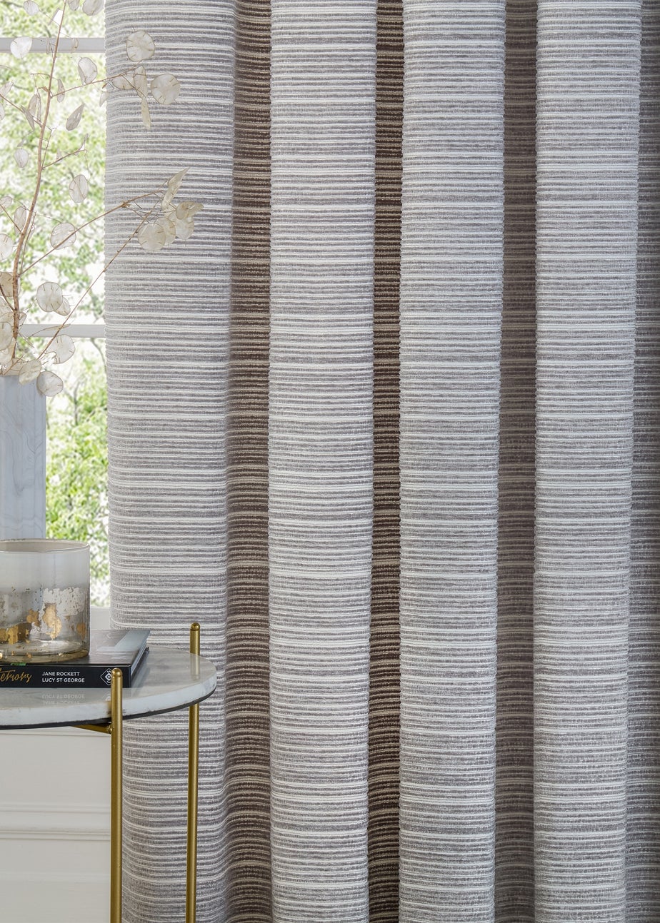 Paoletti Jupiter Chenille Jacquard Eyelet Curtain Pair Silver