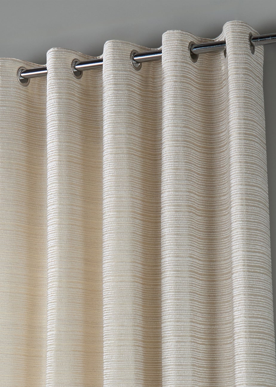 Paoletti Jupiter Chenille Jacquard Eyelet Curtain Pair Ivory/Gold