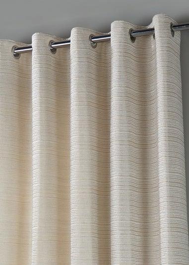 Paoletti Jupiter Chenille Jacquard Eyelet Curtain Pair Ivory/Gold
