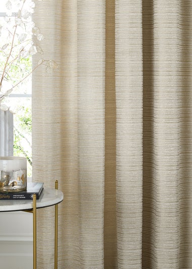 Paoletti Jupiter Chenille Jacquard Eyelet Curtain Pair Ivory/Gold