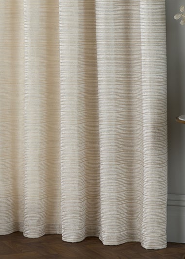 Paoletti Jupiter Chenille Jacquard Eyelet Curtain Pair Ivory/Gold