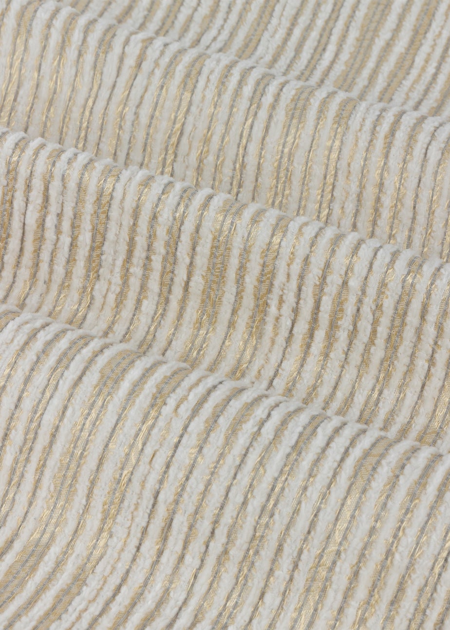 Paoletti Jupiter Chenille Jacquard Eyelet Curtain Pair Ivory/Gold