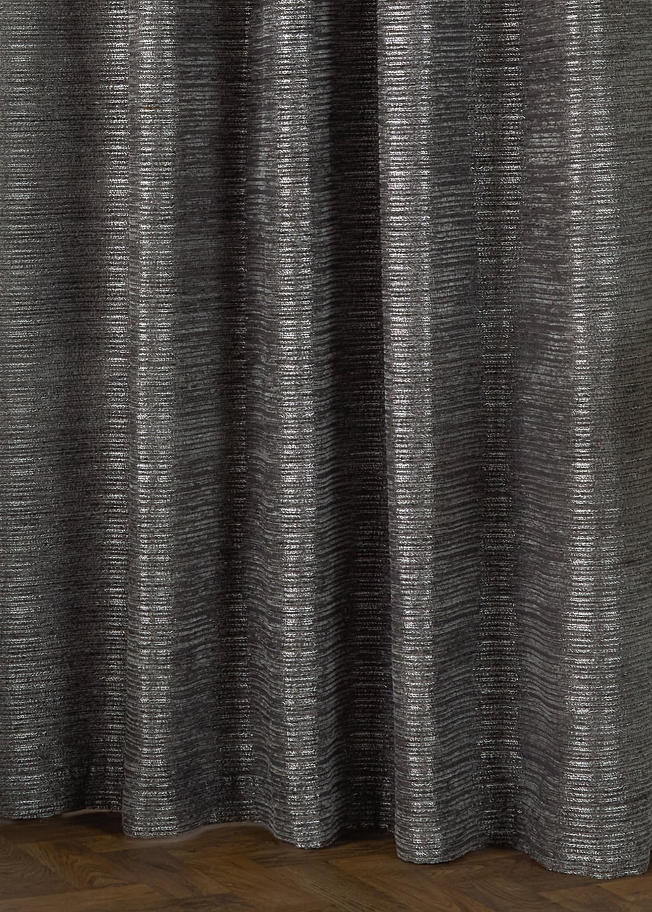 Paoletti Jupiter Chenille Jacquard Eyelet Curtain Pair Graphite