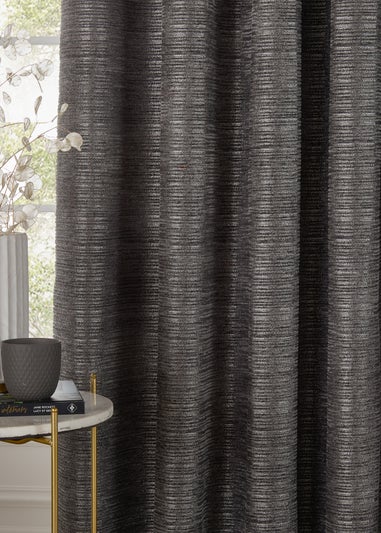 Paoletti Jupiter Chenille Jacquard Eyelet Curtain Pair Graphite