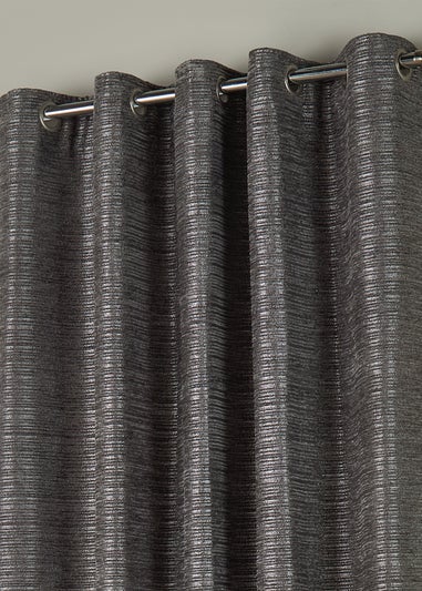 Paoletti Jupiter Chenille Jacquard Eyelet Curtain Pair Graphite