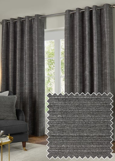 Paoletti Jupiter Chenille Jacquard Eyelet Curtain Pair Graphite