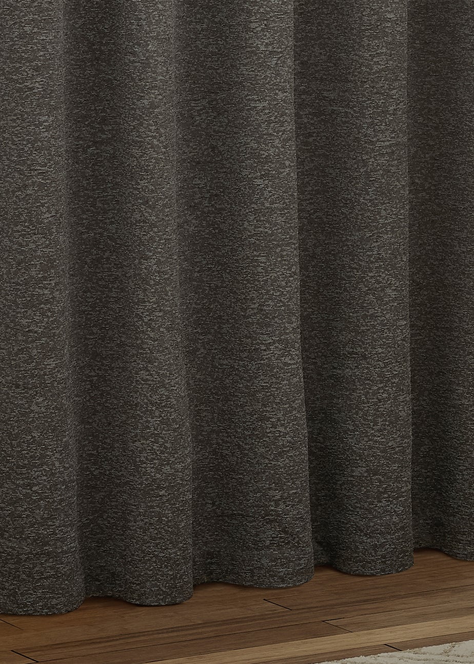 Paoletti Galaxy Chenille Room Darkening Eyelet Curtain Pair Charcoal