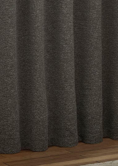 Paoletti Galaxy Chenille Room Darkening Eyelet Curtain Pair Charcoal