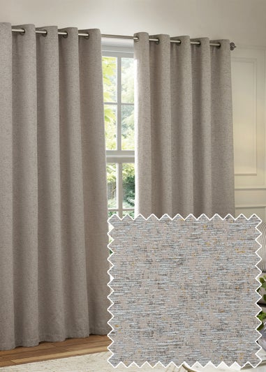 Paoletti Galaxy Chenille Room Darkening Eyelet Curtain Pair Silver
