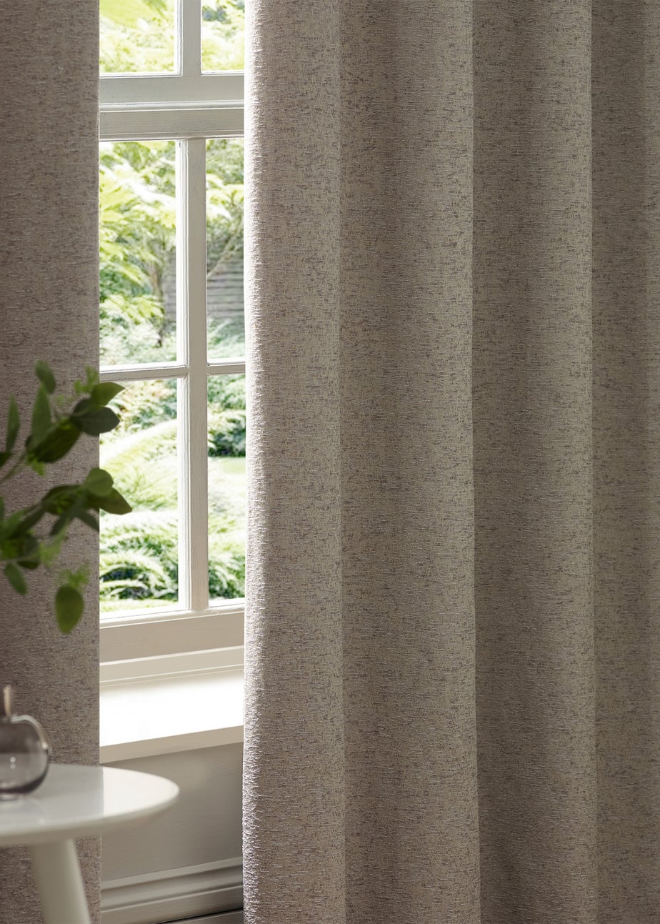 Paoletti Galaxy Chenille Room Darkening Eyelet Curtain Pair Silver