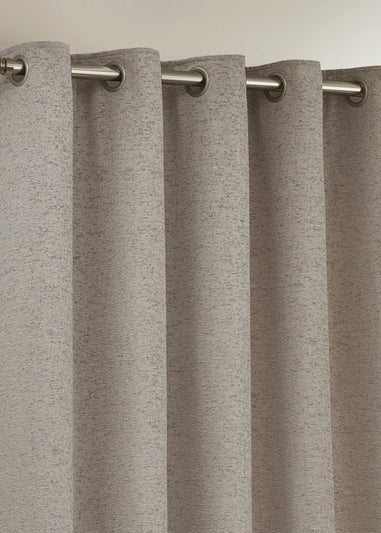 Paoletti Galaxy Chenille Room Darkening Eyelet Curtain Pair Silver