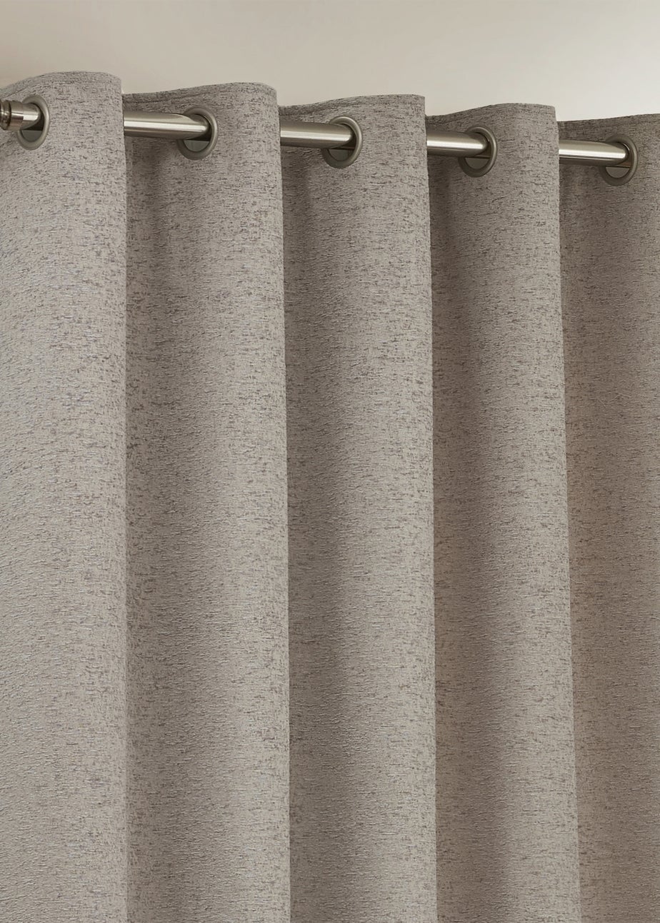 Paoletti Galaxy Chenille Room Darkening Eyelet Curtain Pair Silver