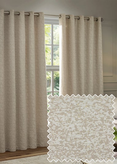 Paoletti Galaxy Chenille Room Darkening Eyelet Curtain Pair Ivory