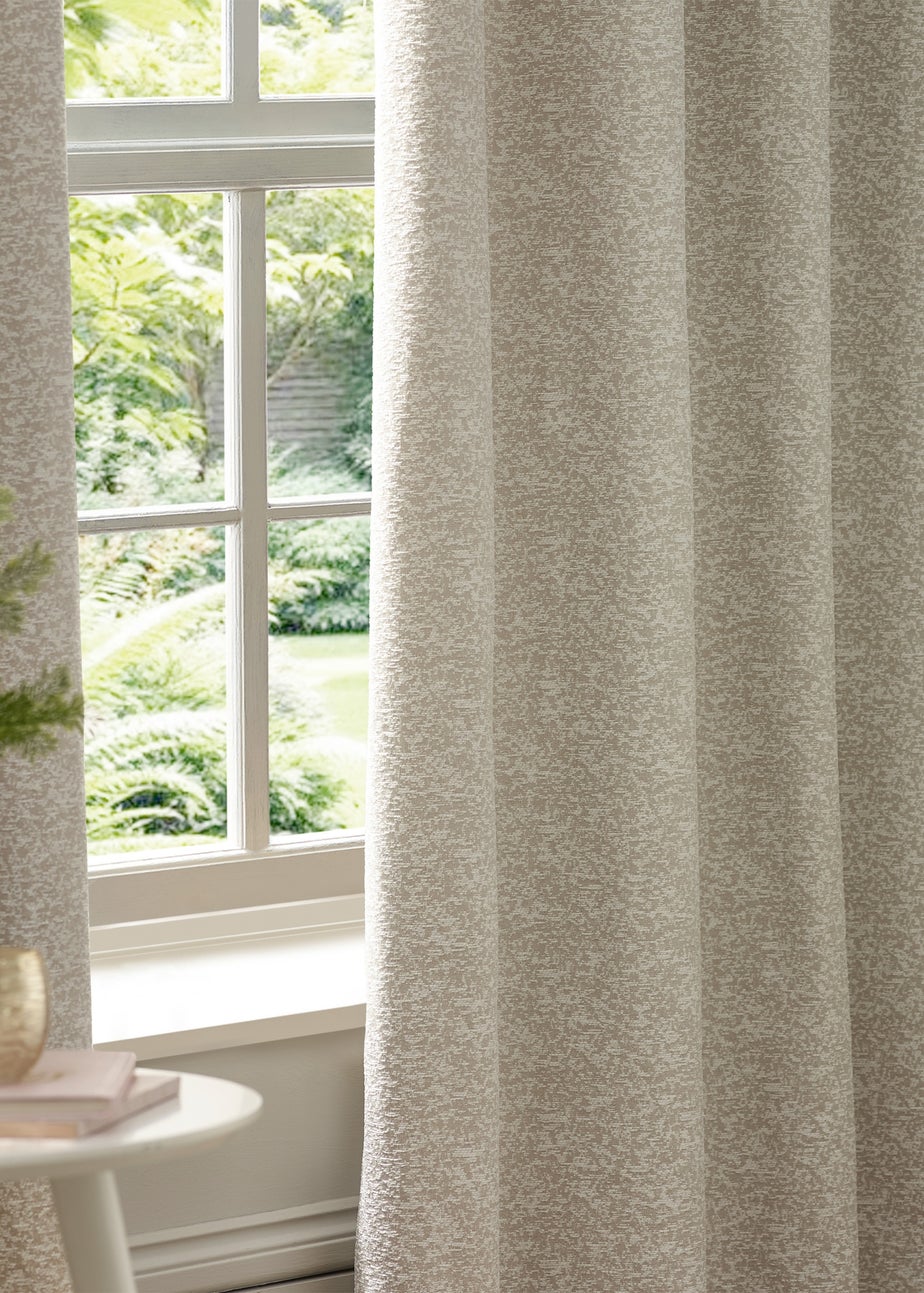 Paoletti Galaxy Chenille Room Darkening Eyelet Curtain Pair Ivory