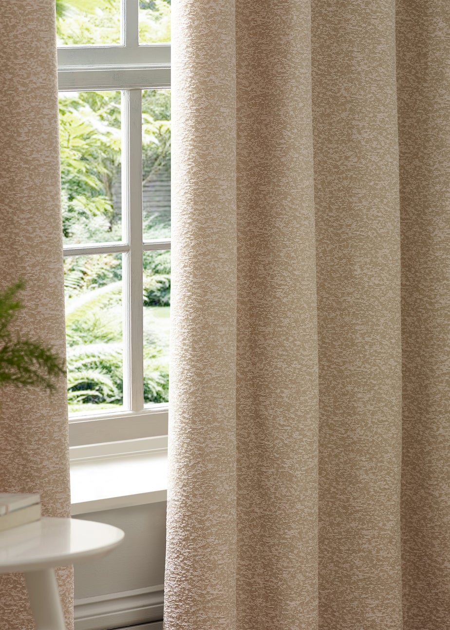 Paoletti Galaxy Chenille Room Darkening Eyelet Curtain Pair Blush
