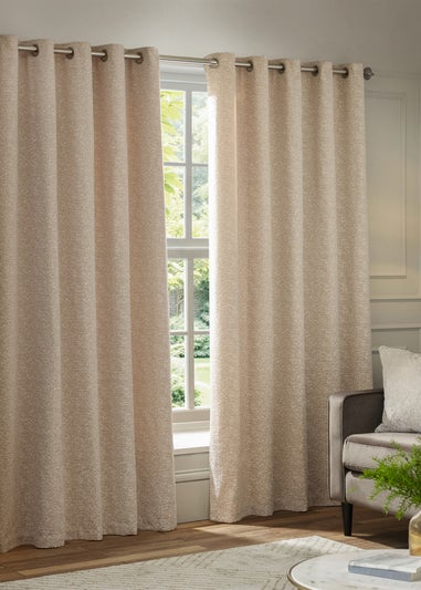 Paoletti Galaxy Chenille Room Darkening Eyelet Curtain Pair Blush