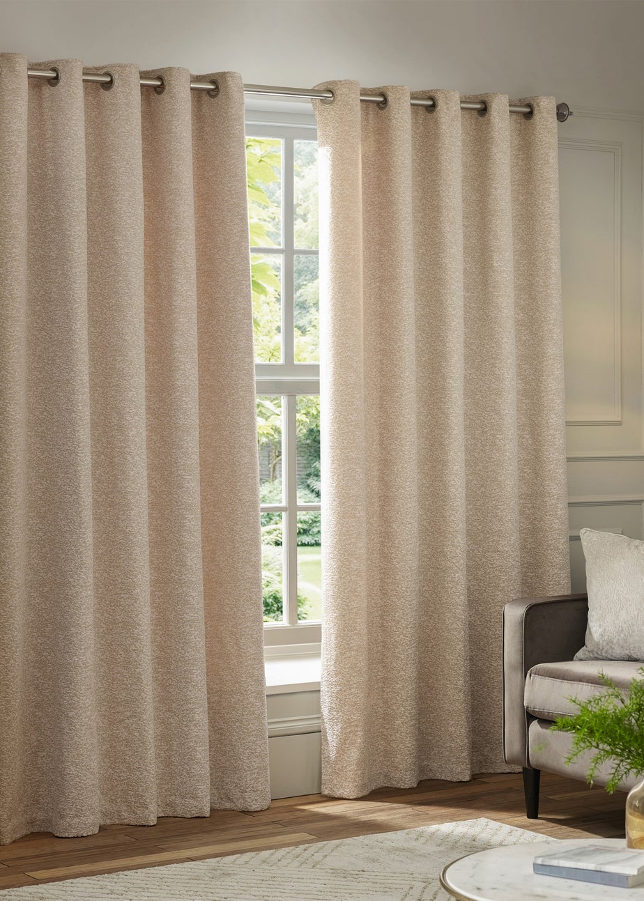 Paoletti Galaxy Chenille Room Darkening Eyelet Curtain Pair Blush