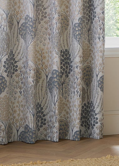 Wylder Nature Ophelia Floral Jacquard Room Darkening Eyelet Curtain Pair Wedgewood