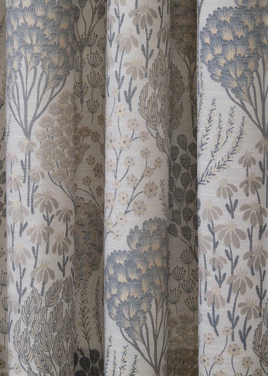 Wylder Nature Ophelia Floral Jacquard Room Darkening Eyelet Curtain Pair Wedgewood