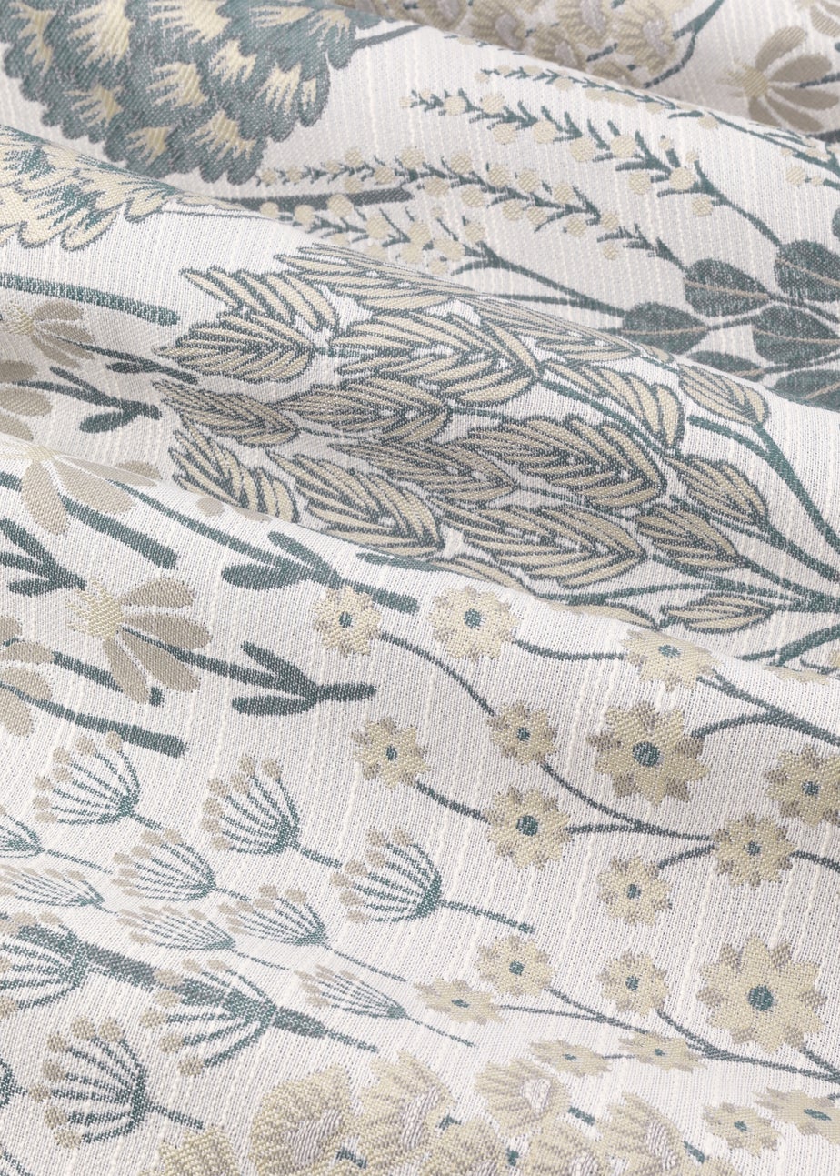 Wylder Nature Ophelia Floral Jacquard Room Darkening Eyelet Curtain Pair Wedgewood