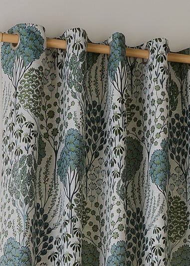 Wylder Nature Ophelia Floral Jacquard Room Darkening Eyelet Curtain Pair Thyme/Mineral