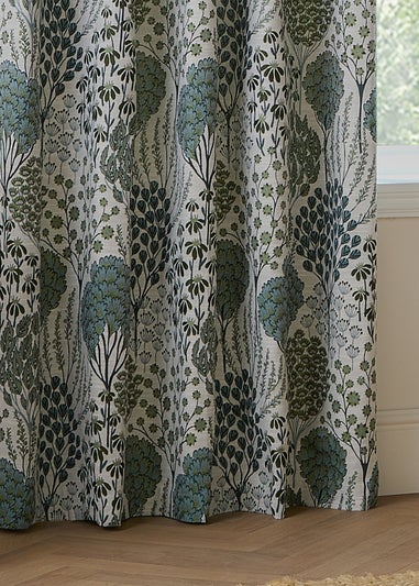 Wylder Nature Ophelia Floral Jacquard Room Darkening Eyelet Curtain Pair Thyme/Mineral