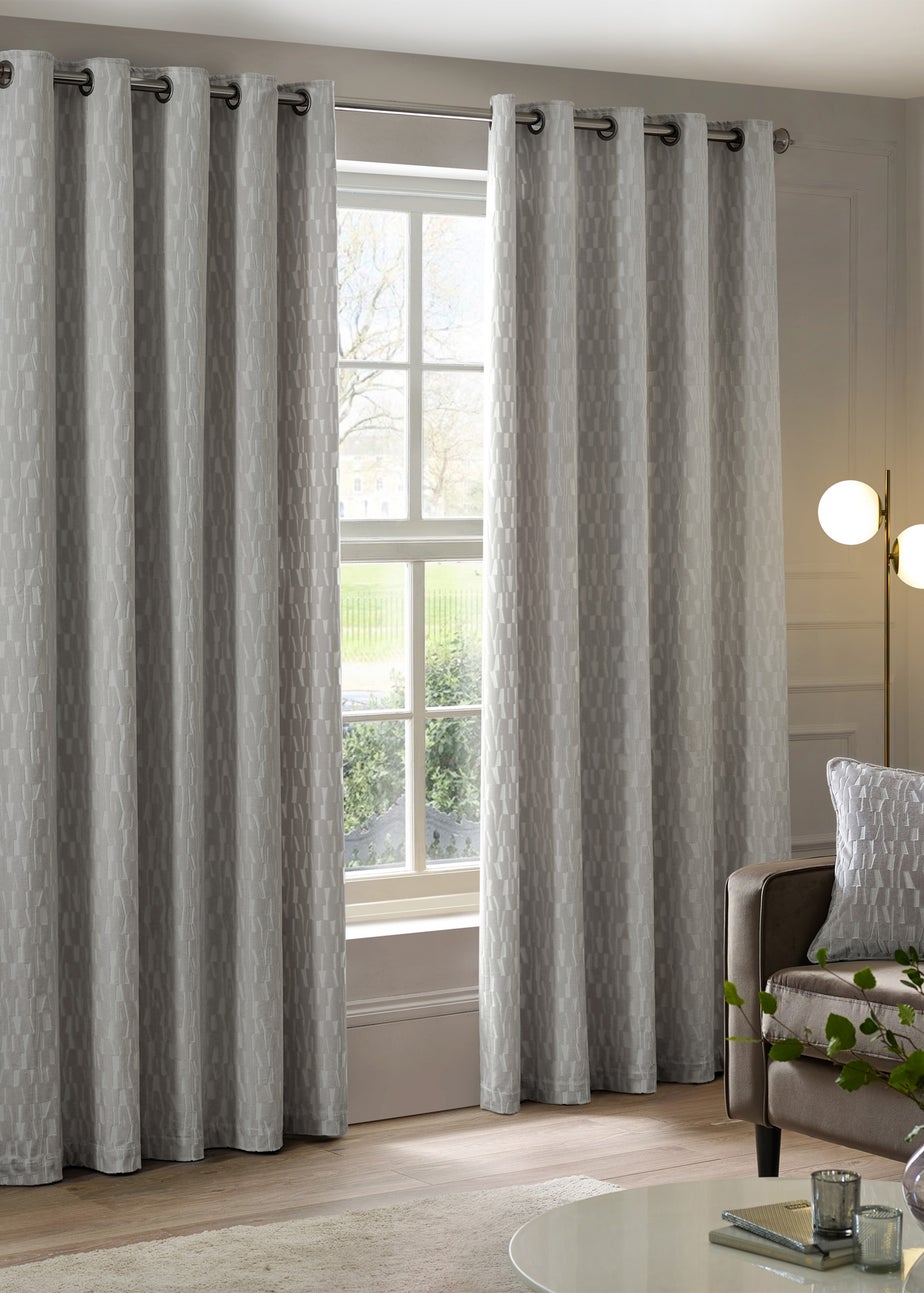 Paoletti Manhattan Velvet Room Darkening Eyelet Curtain Pair Silver