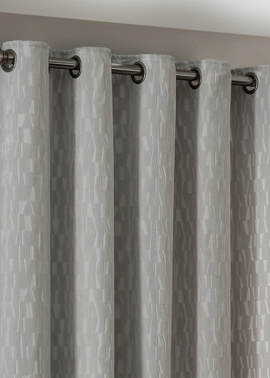 Paoletti Manhattan Velvet Room Darkening Eyelet Curtain Pair Silver