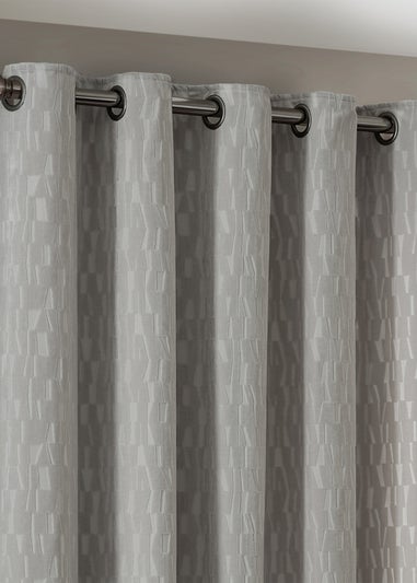 Paoletti Manhattan Velvet Room Darkening Eyelet Curtain Pair Silver